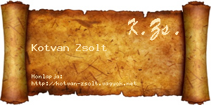 Kotvan Zsolt névjegykártya